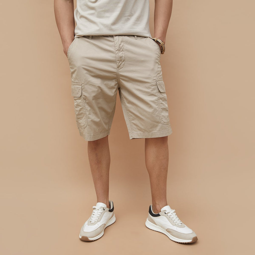 FAME FOREVER Solid Beige Cargo Shorts