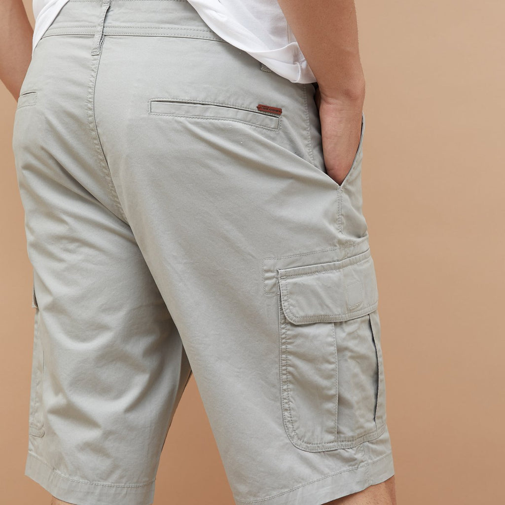 FAME FOREVER Solid Grey Cargo Shorts