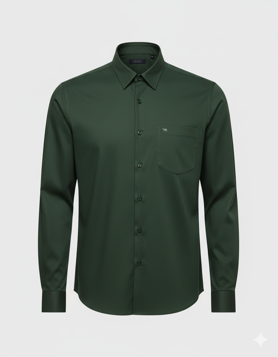 Men’s Soild Green Regular Fit Shirt