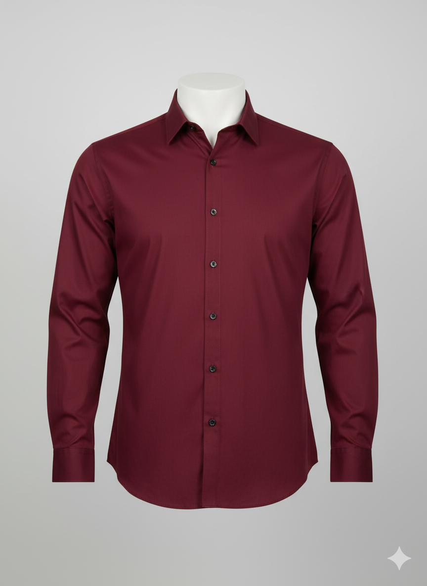 Men’s Maroon Regular Fit Shirt