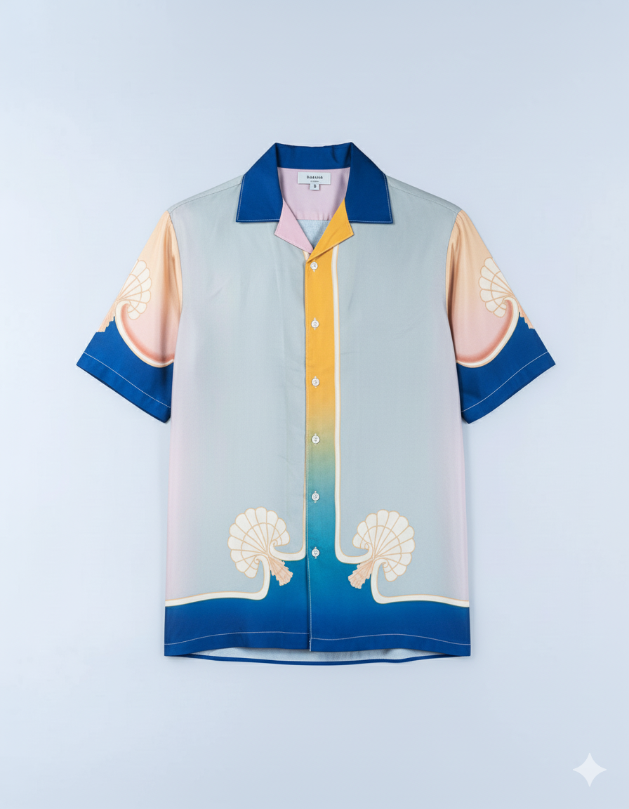 Men’s Oversized Multicolor Cuban Collar Shirt