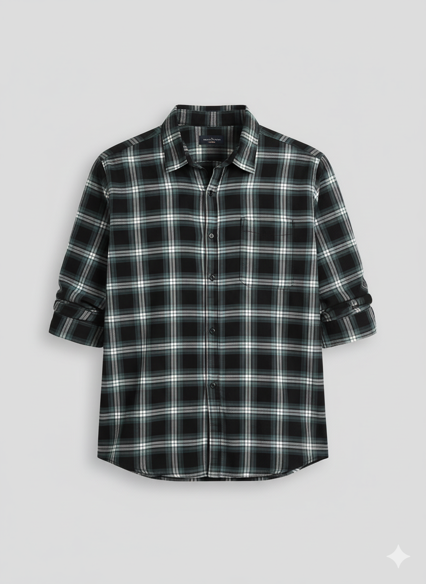 Men’s Black Check Regular Fit Shirt – Casual Wear