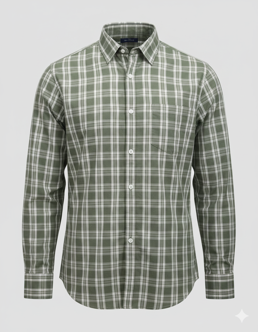 Men’s Green Check Regular Fit Shirt – Casual & Formal Wear